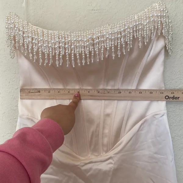 House of CB 'Nalita'‎ Vintage Cream Embellished Strapless Midi Dress NWOT Size M - Image 9