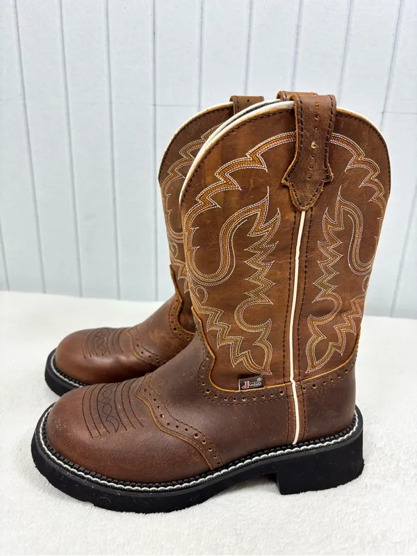 Justin Boots Gypsy Inji L9909 Women's 7B Cowgirl Boots Aged Bark Leather Boots - Image 3