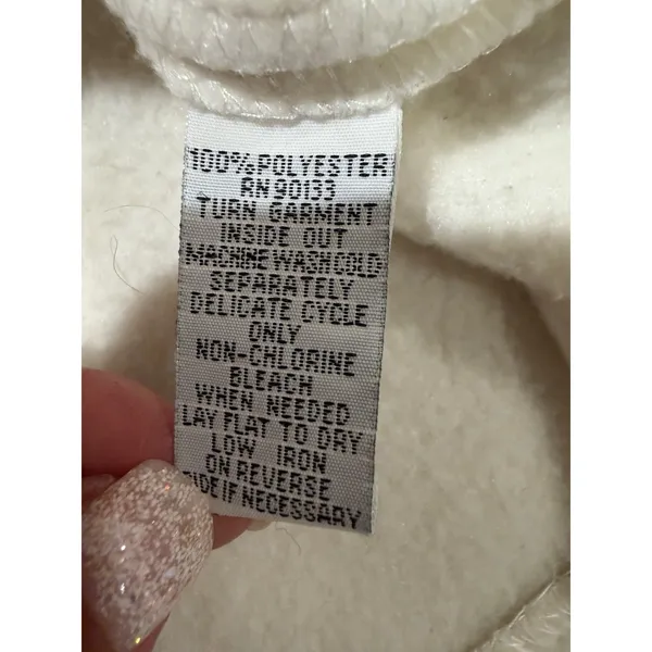 Bob Mackie QVC Wearable Art ivory/cream fleece jacket Size Large - Image 8