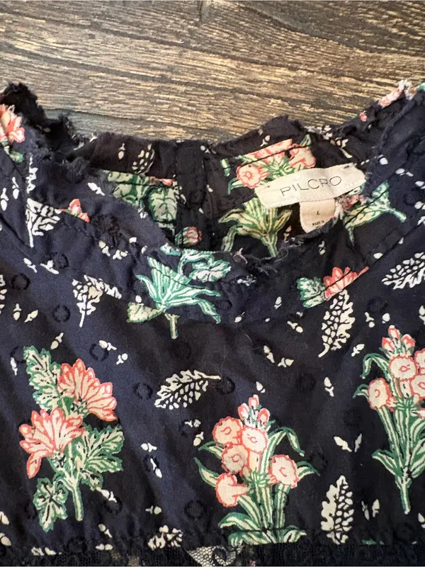 Anthropologie Pilcro Swing Mini Dress Womens Large Black Floral NWT Lace - Image 8