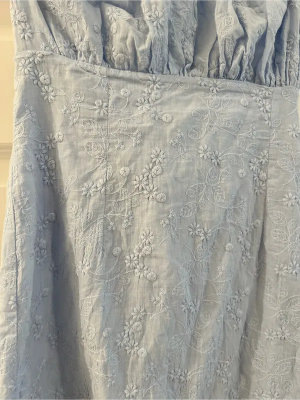 Altar’d State Embroidered Strapless Mini Dress Light Blue Size M - Image 6