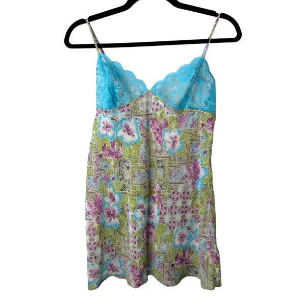 Victoria's Secret Vintage 2000 Y2K Lace Floral Babydoll Slip Dress Medium NEW - Image 3
