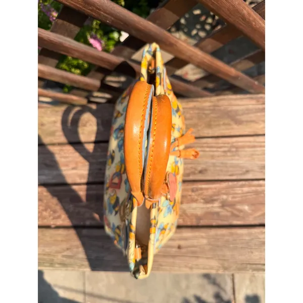 Dooney & Bourke Bumble Bee Print Coated Canvas Tote Bag Tan Leather Trim - Image 5