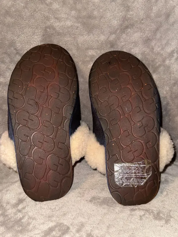 UGG Australia Suede Shearling Lined Slide Slippers Dark Brown Size 8 - Image 10