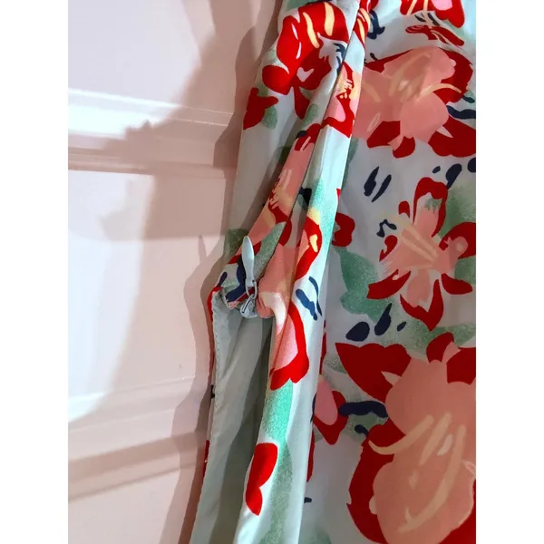 Hello Molly Mint Floral One Shoulder Ruched Cut Out Maxi Dress Size 4 - Image 7