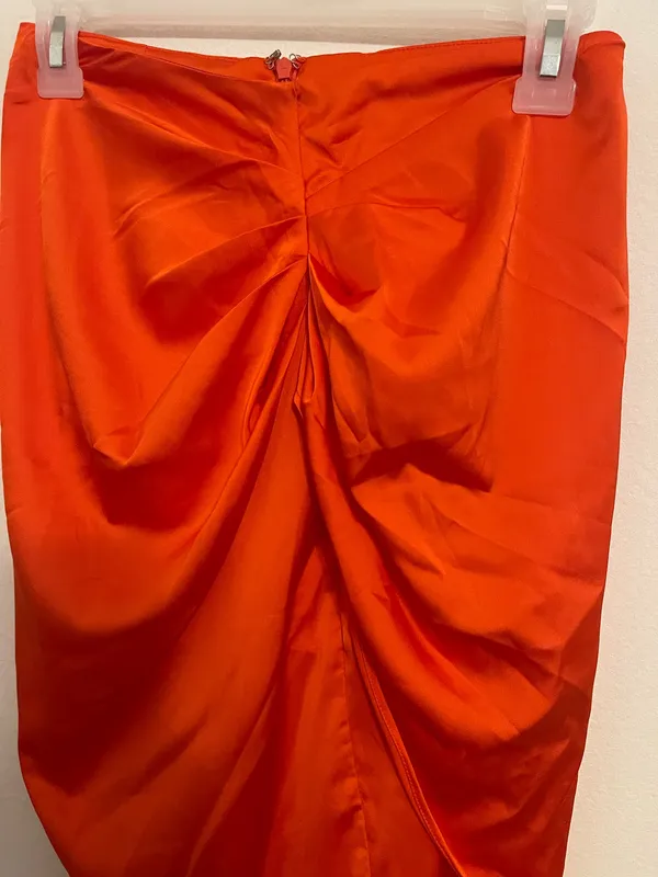 Oh Polly Bright Orange Satin Skirt with a Top - Image 12
