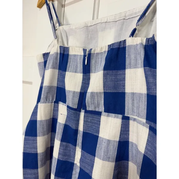 Blue Pepper Blue White Gingham Mini Wrap Dress Wooden Buckle Summer Picnic L - Image 10