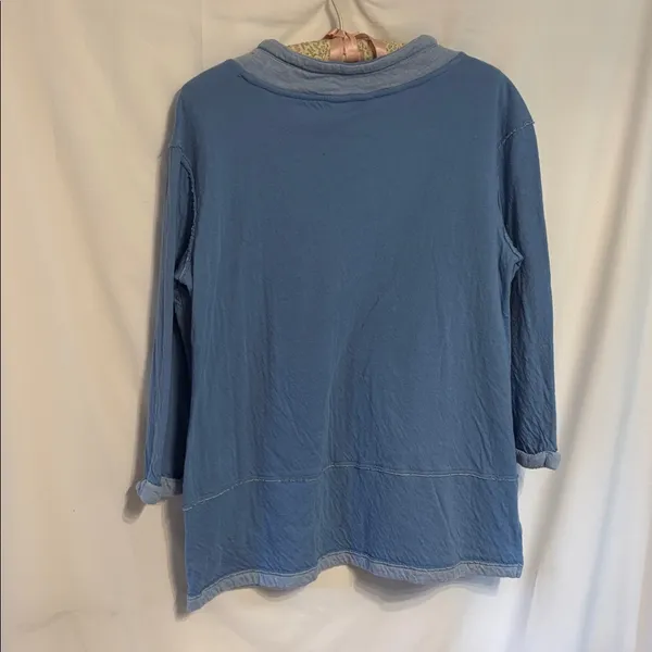 Women’s Multiples Ice Blue Cotton Top SZ S Athleisure Comfy Casual - Image 4