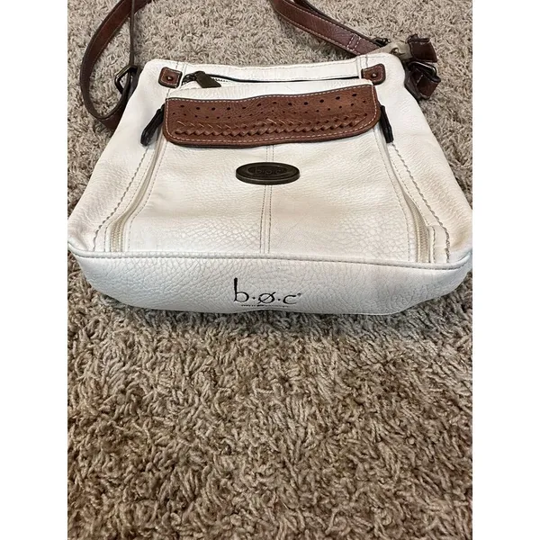 BOC Born Concept Crossbody Handbag Cream Brown Zip Top‎ Organizer Purse Bag - Image 3
