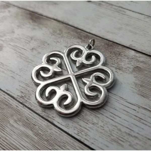 Vintage Pendant - Large Silver Tone Celtic Style - No Chain Included - Image 2