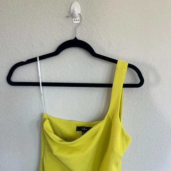 Lulu’s Lime Green Mini One Shoulder Body Dress Size Small - Image 3