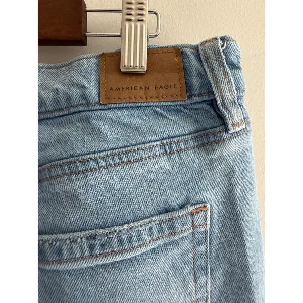 American Eagle Split Hem‎ Straight Leg Jeans Light Wash Distressed Denim 28 - Image 8