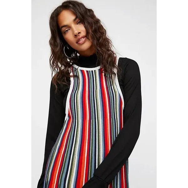 Free People Womens Dress Sz S Rainbow Dragon Metallic Striped Mini Sweater‎ - Image 4