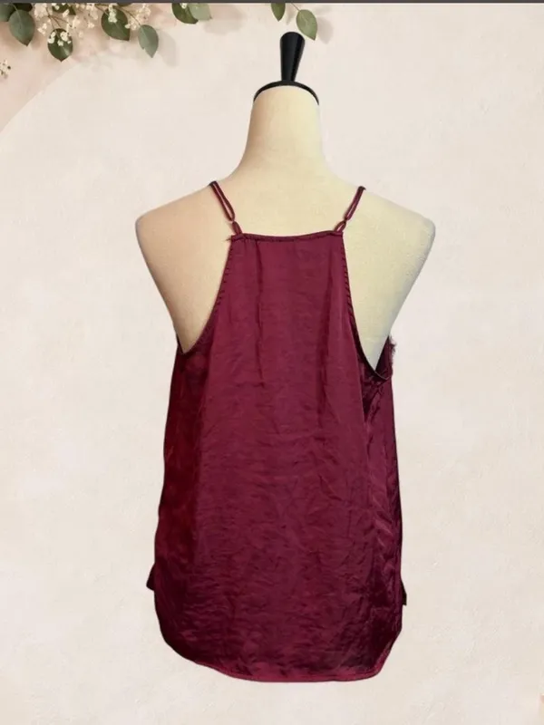 Nine West Wine Lace-Trim Satin Camisole - Image 6