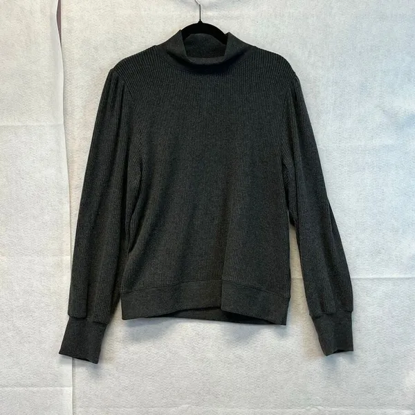 J. CREW Women’s Gray Mock Neck Ribbed Pullover Sweater XL Long Sleeve Soft NWT‎ - Image 3