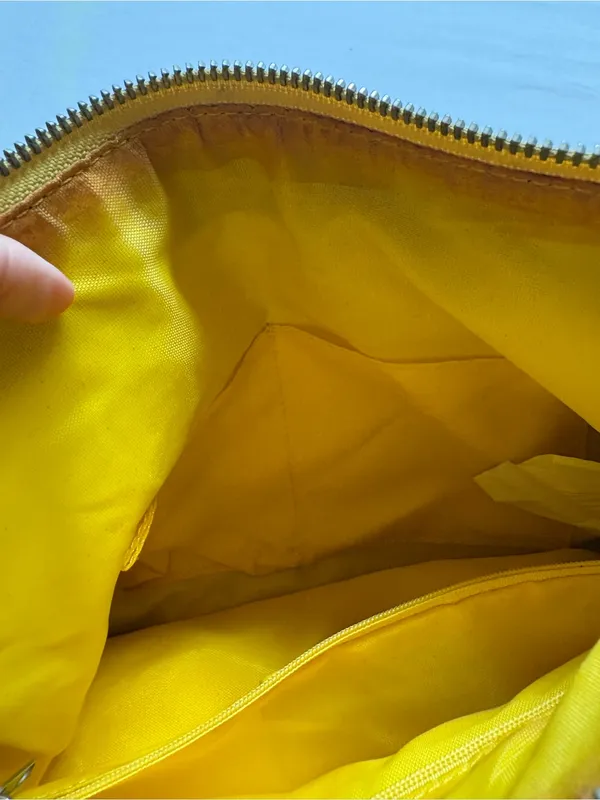 Danier Yellow Genuine Pebbled Leather Hobo Shoulder Bag Silver Hardware - Image 4