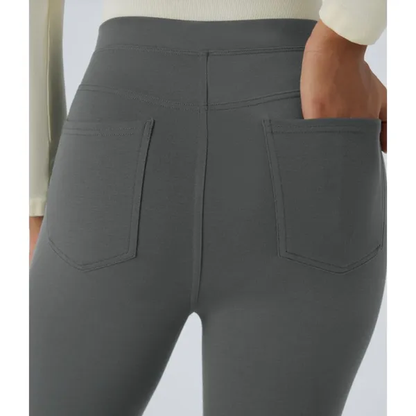 Halara Flex SculptKnit High Waisted Pocket Slim Work Pants Sedona Sage Grey M - Image 3