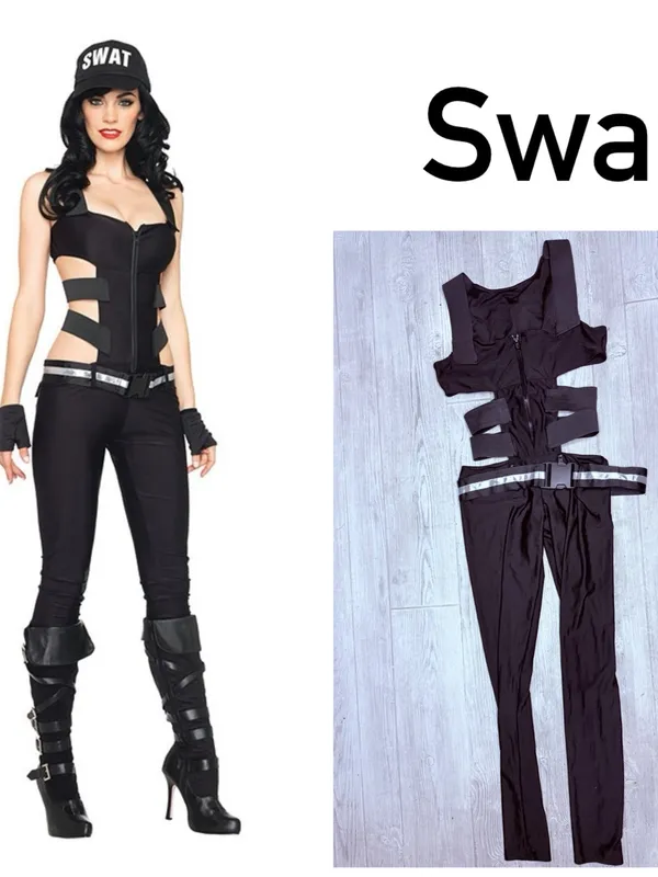 Leg Avenue women’s one piece jumper swat Halloween costume with belt sm - Image 2