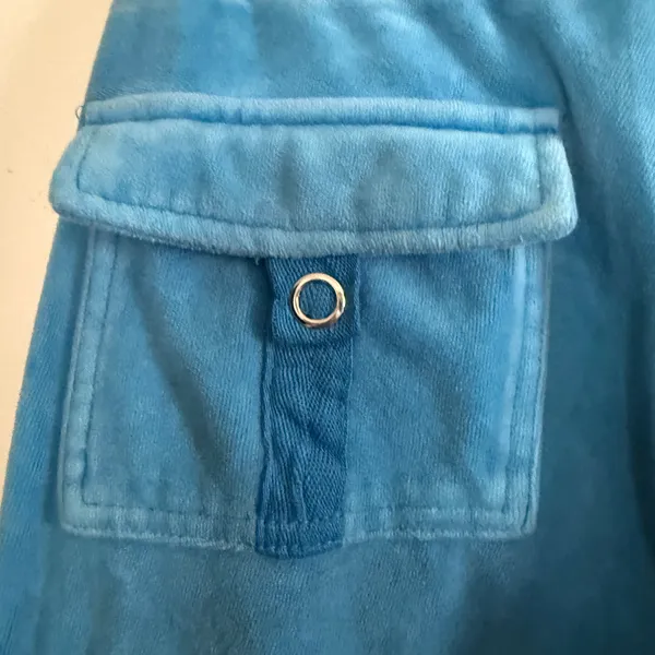Y2K Vintage BEBE | Low Rise Blue Velour Bling Track Pants Flap Pockets Large - Image 6