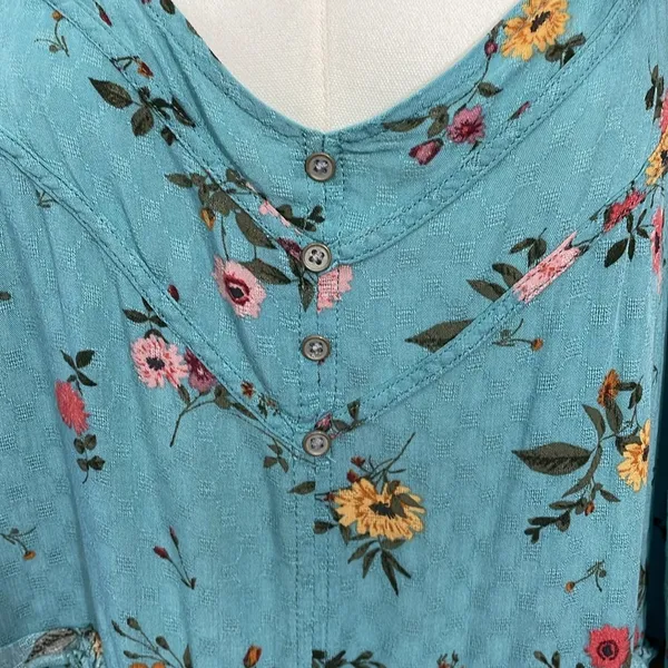 Maurices Teal Floral Babydoll Top - Image 3