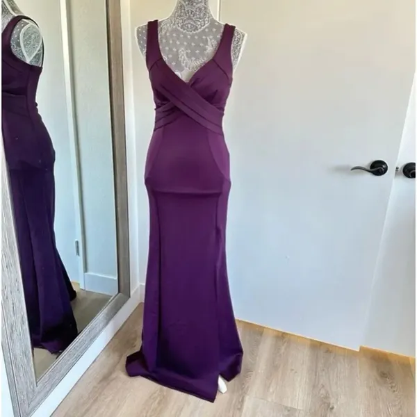 Windsor Purple Mermaid Evening Gown Size Small Formal Prom Dress Crisscross Bodi - Image 2