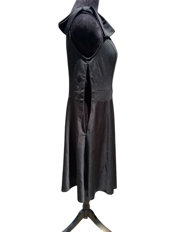 NWOT JASAMBAC Black One Shoulder Bow A-Line Cocktail Dress‎ with Pockets Size L - Image 9
