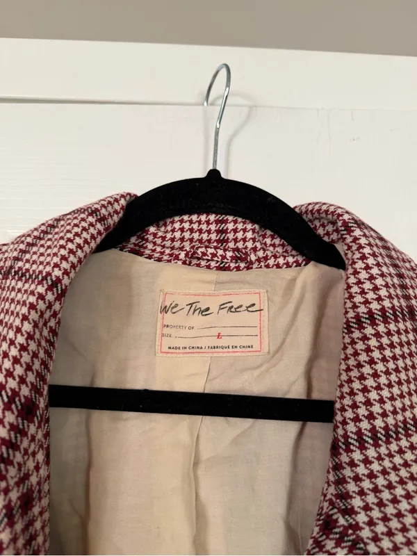 Free People We the Free Plaid Blazer Long Jacket Business Casual - Image 3