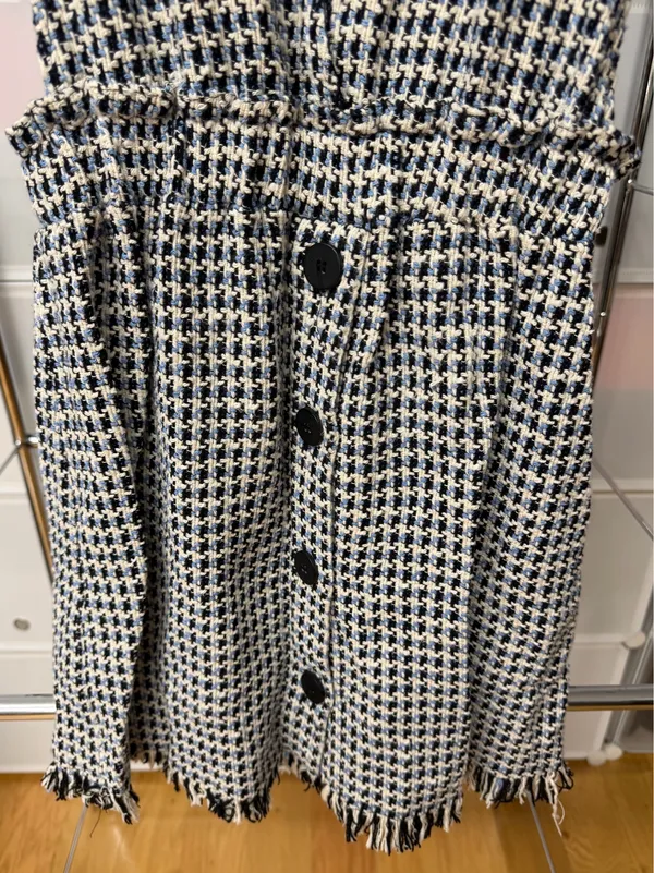 Zara Houndstooth Tweed Pinafore Mini Dress - Image 3