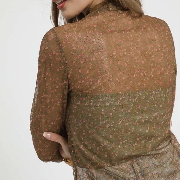 Umgee Nylon Lace Mesh Long‎ Sleeve Top - Image 5