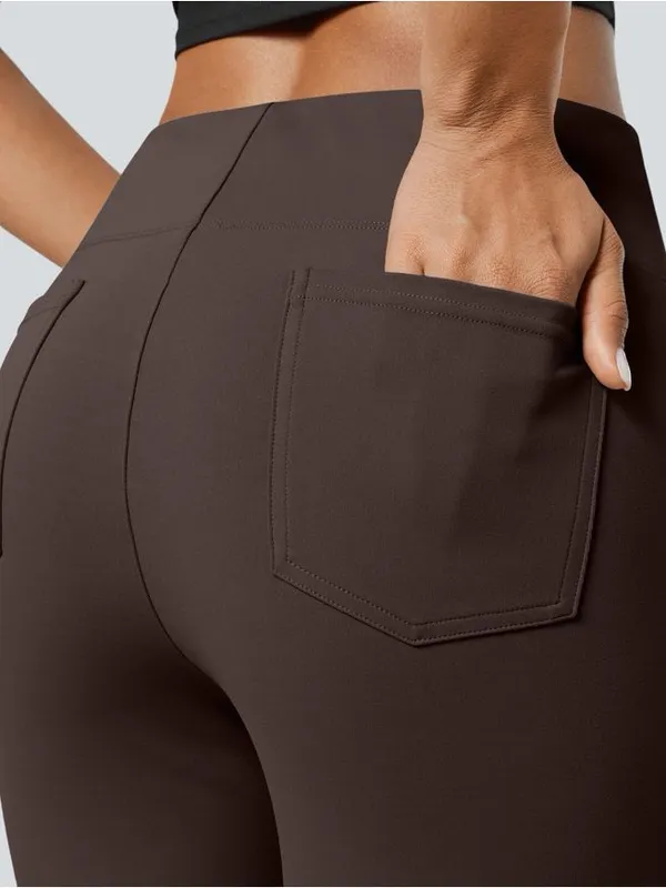 Halara Flex High Waisted Slight Flare Work Pants Brown Size M Office NEW - Image 9
