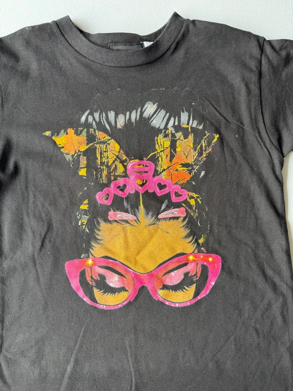 Popular Sports Girls Youth 7/8 Black Graphic T-Shirt – Pink Fashion Girl Design - Image 2