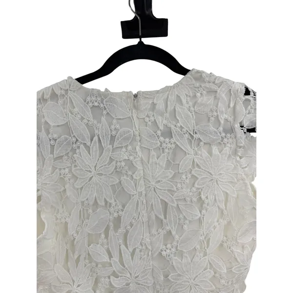 Sabo Skirt White‎ Floral Lace Plunge Neck Romper Bridal Bachelorette Size XS - Image 6