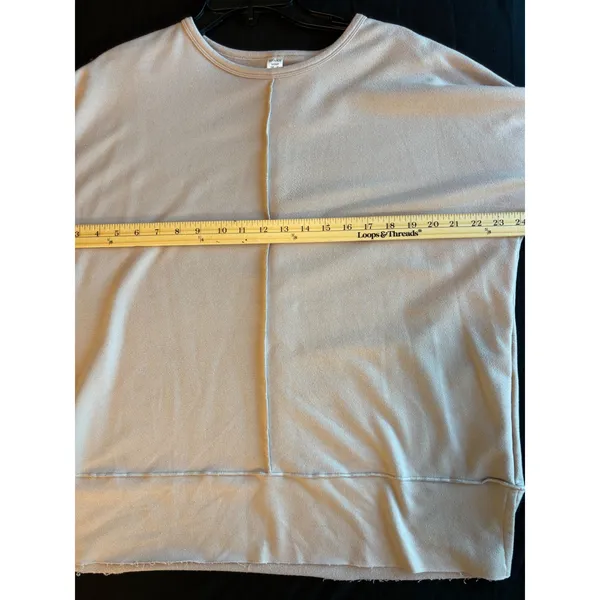 Spanx AirEssentials Oversized Long Sleeve Sweatshirt Crew Neck Tan Small - Image 2