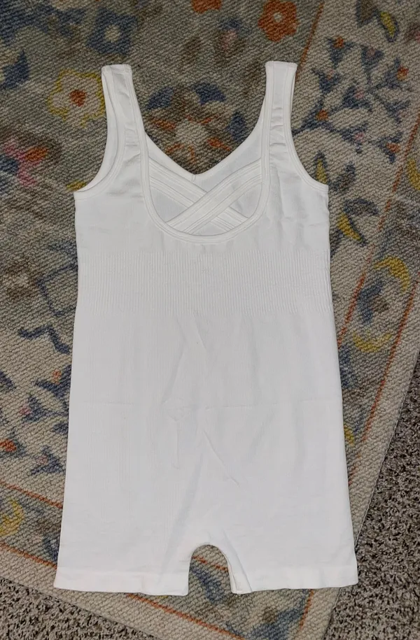 Ribbed Romper White - Image 4