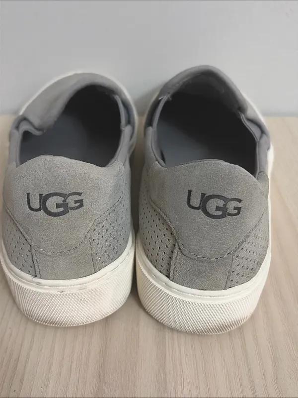 UGG Grey Perforated Slip-On Sneakers with White Platform - Image 5