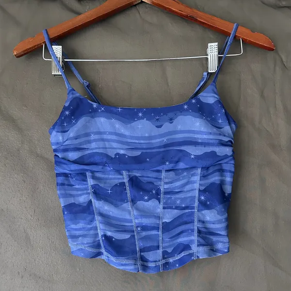 Urban Outfitters Blue Celestial Mesh Corset Cropped Tank Size Small - Image 5