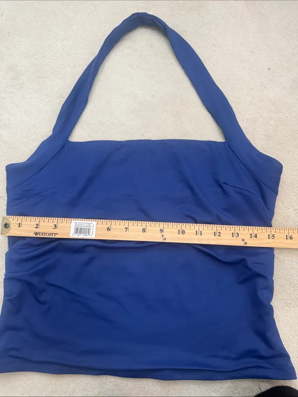 REORIA Blue Stretchy Cropped Halter Top Summer Sleeveless Y2K Size Large - Image 6