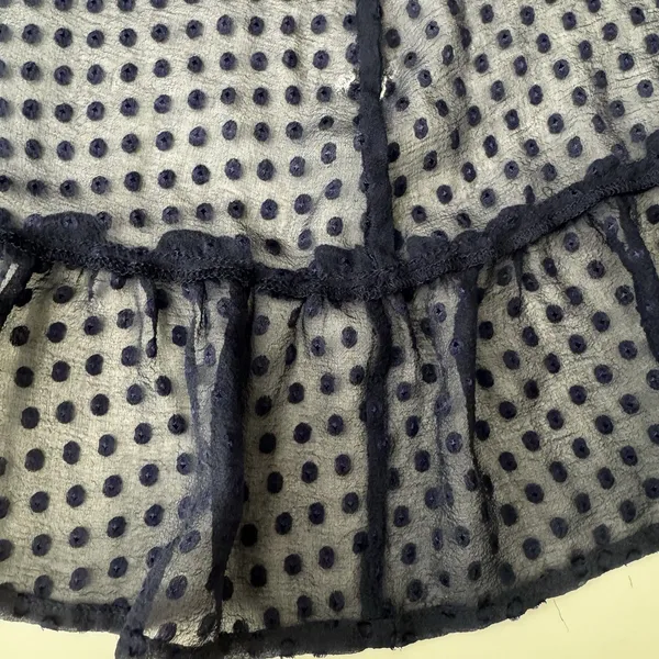 Tori Richard Silk Blend Maxi Dress 0 Navy Swiss Dot Tiered Boho Resort Romantic - Image 8