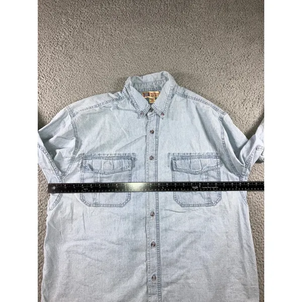 Faded Glory Vintage Denim Shirt Women XL Light Wash Button Up Workwear Chore Western Utility - Image 8