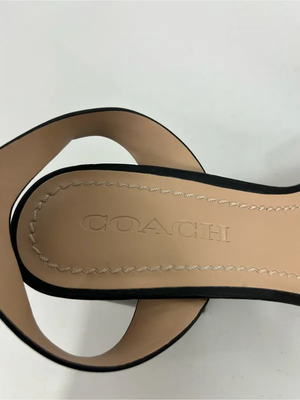 Coach Maddi Black Leather Block Heel Sandals Size 7.5 - Image 10
