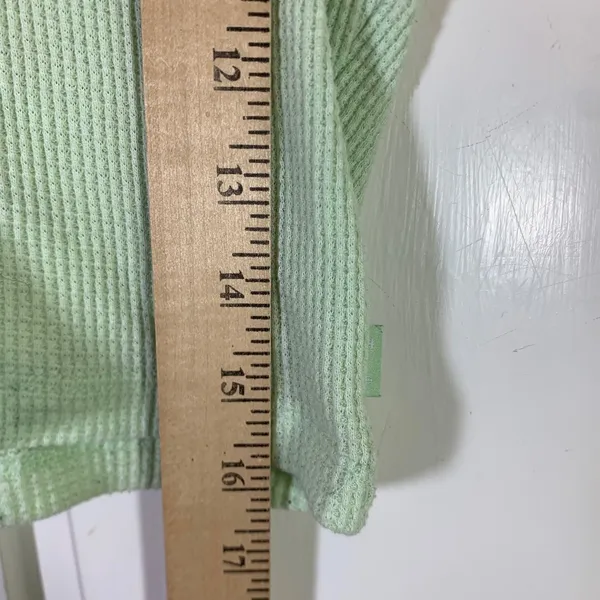 Tna Aritzia Women Mint Green Waffle Knit Notch Neck Crop Top SS Medium READ - Image 7