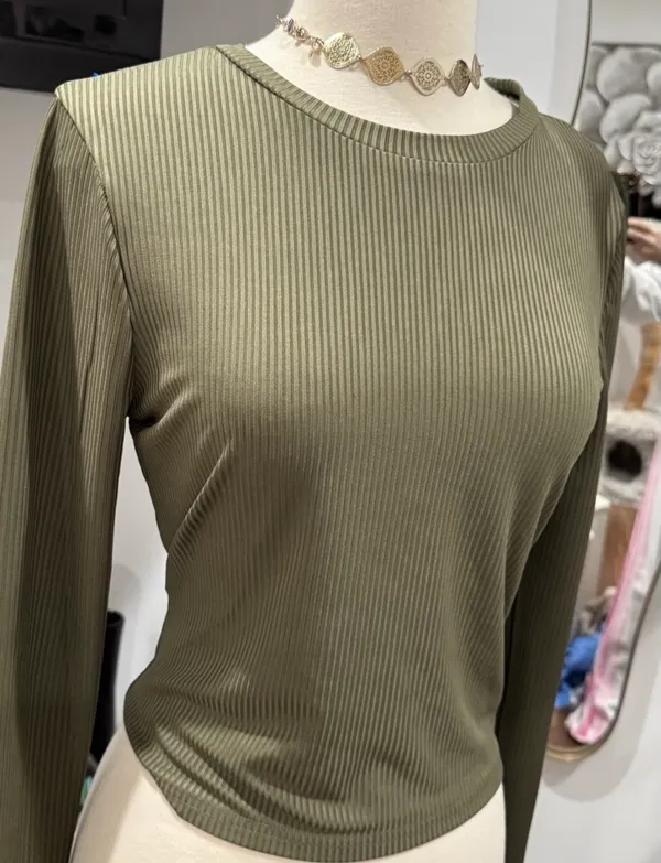 Olive Green Ribbed Long - Image 5