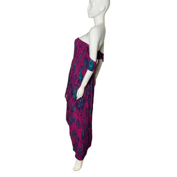 Xhilaration Vintage maxi sundress cap shoulder shirred top printed Ikat dress‎ large boho - Image 4