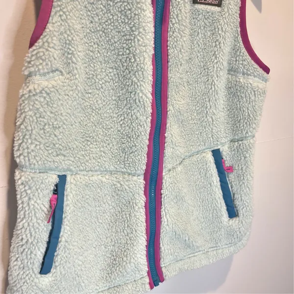 L.L. Bean High Pile Baby Blue Sherpa Fleece Vest - size XS - Image 3