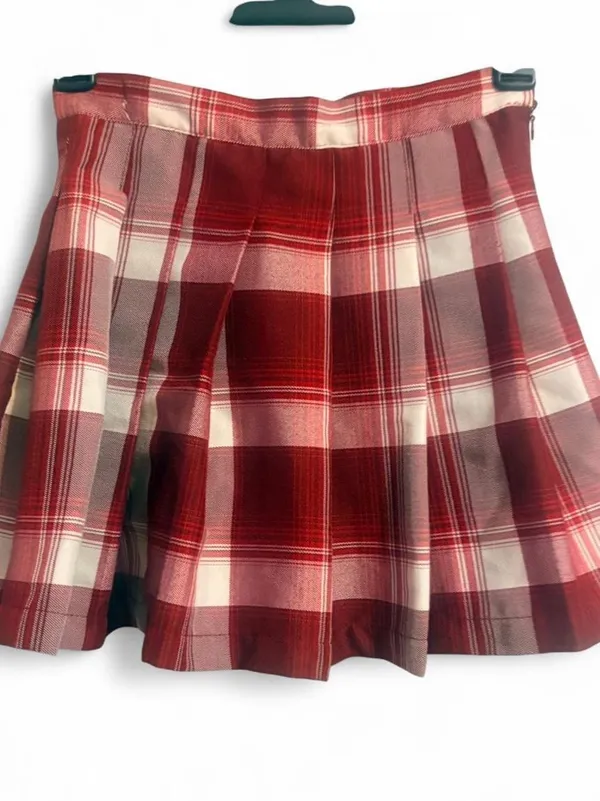 Jessica Simpson red and white plaid pleated mini skirt Sz M. - Image 3