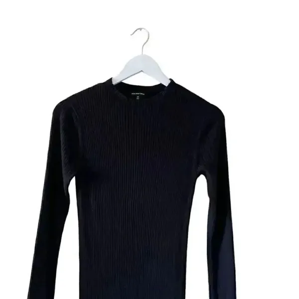 Free People Who Wear What Black Crewneck Long Sleeves Knit Midi Long Dress SZ M - Image 3
