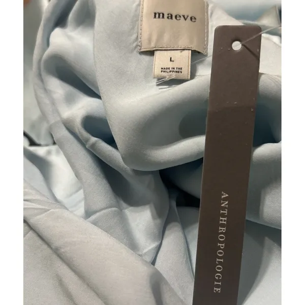 Anthropologie Maeve Silky Slip Midi Dress Sz L Light Blue Gala Prom Wedding NEW - Image 10