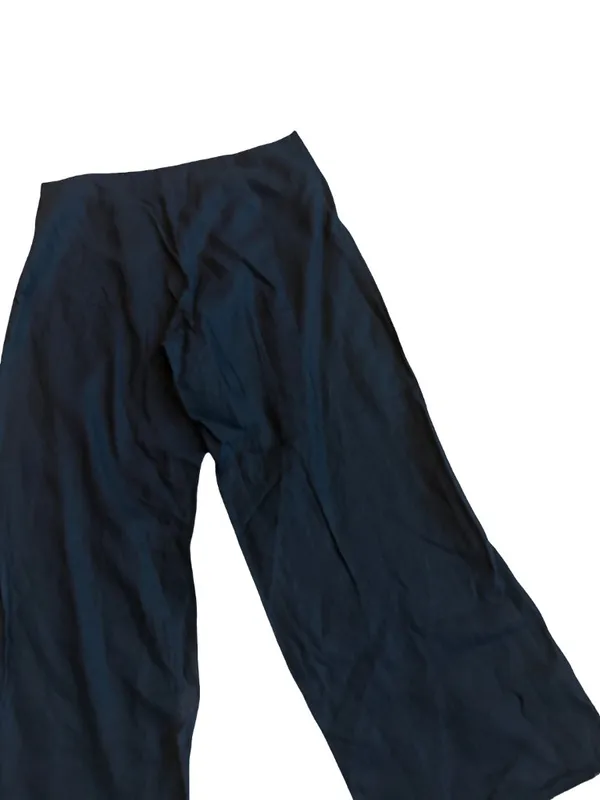 Linen & Co Black Linen Wide Leg Drawstring Pants Palazzo Cropped Large Women's - Image 12