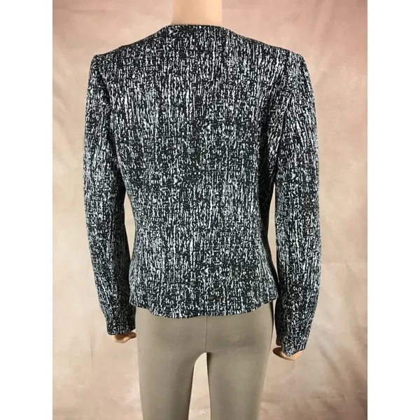 Black/White Asymmetrical Zip Blazer Jacket Size SMALL Black - Image 6