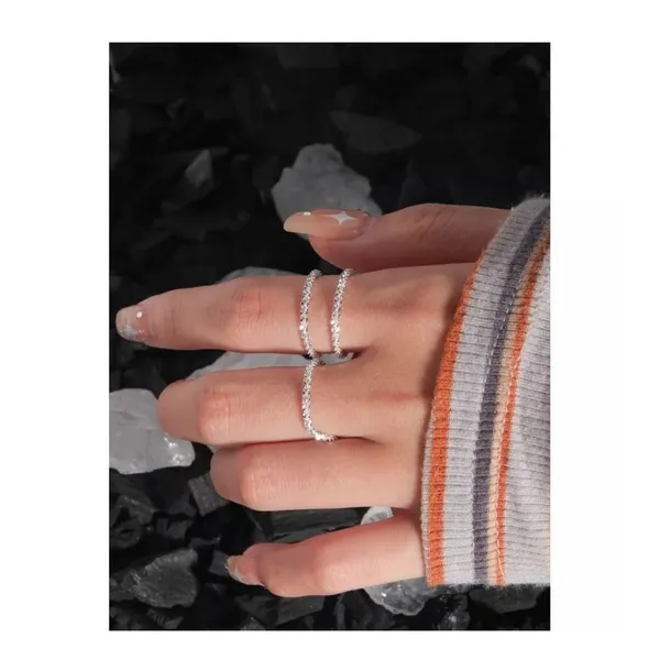 NEW Dainty‎ Diamond Cut White Gold Plated Silver Bendy Ring, Size 5 - Image 8